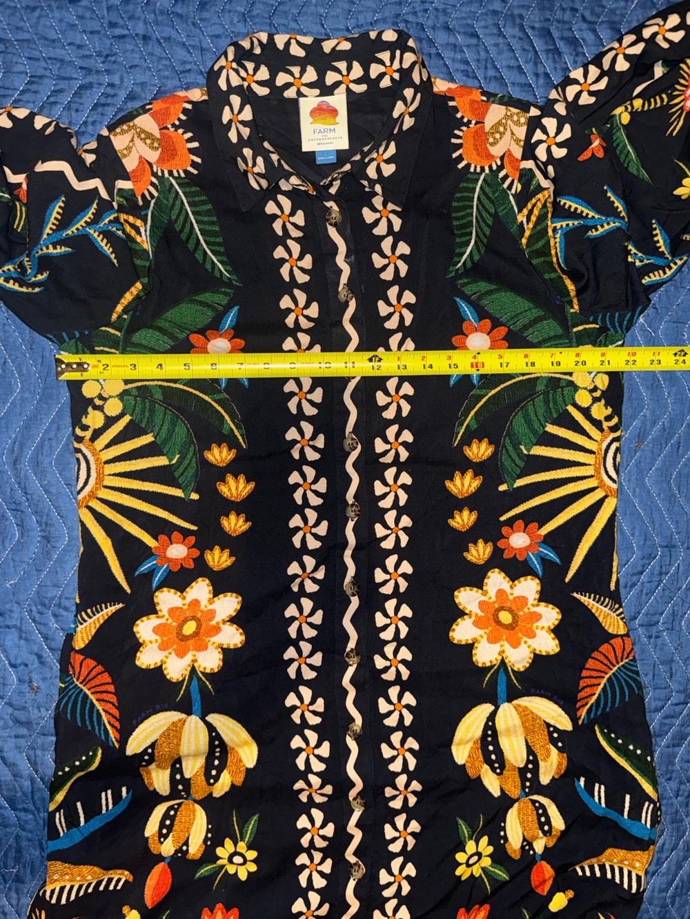Farm Rio X Anthropologie Floral Long-Sleeve Button-Front Midi Shirt Dress - Picture 14 of 14
